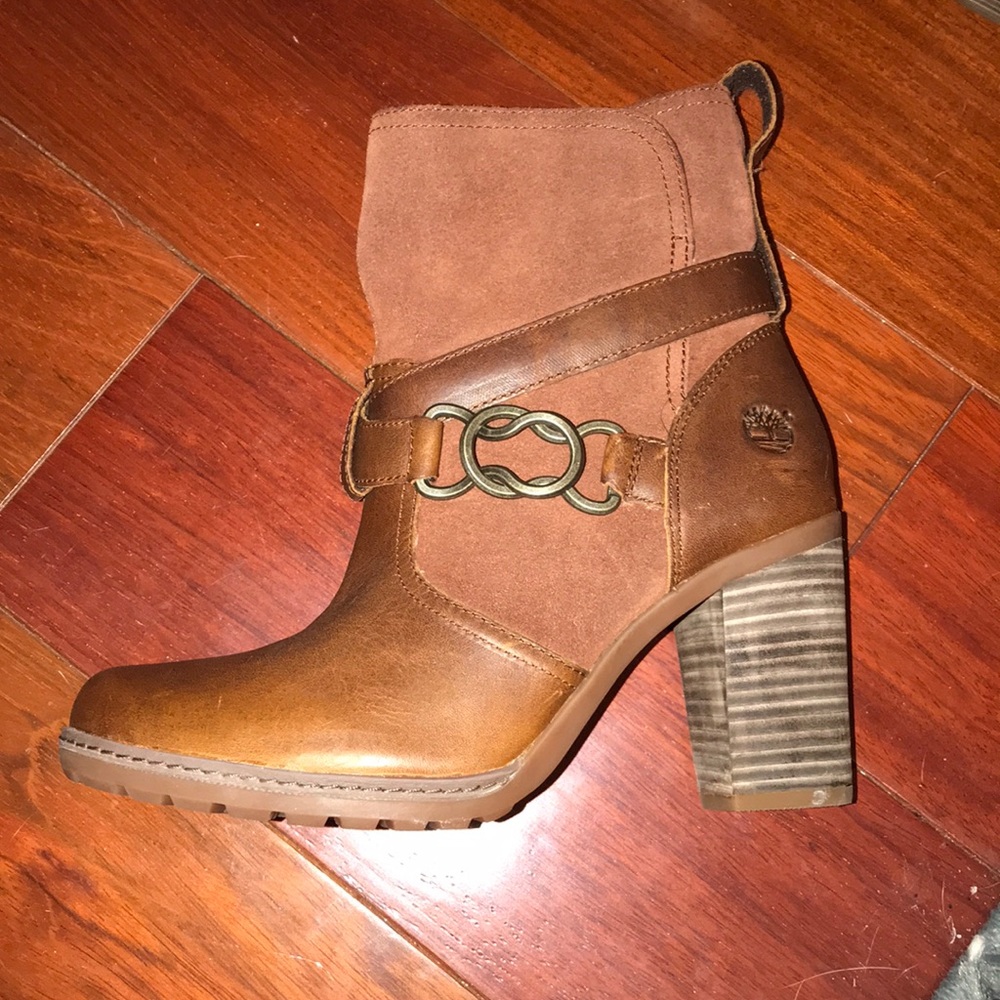 Brown heeled boots